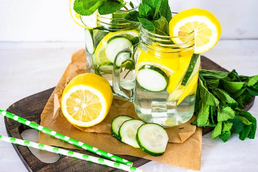 Infused water with lime and cucumber Infused water with lime and cucumber